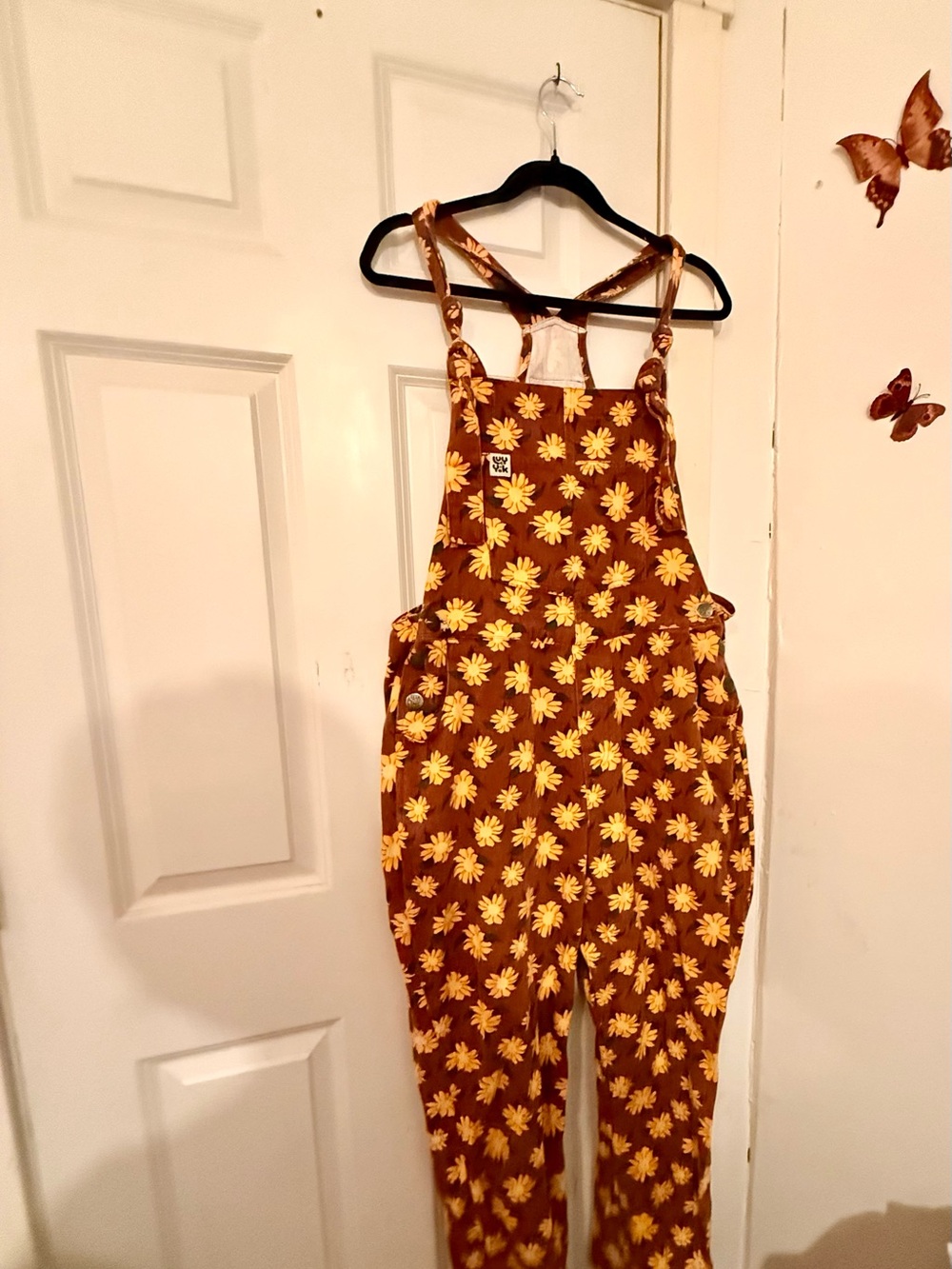 Lucy & Yak Floral Sunflower Brown Overalls - Women's Jumpsuit